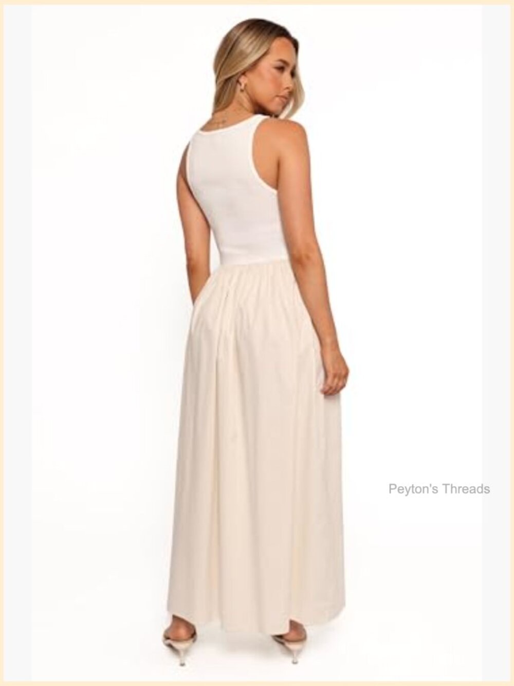 Midi Dress with Elastic Waist, Cotton Blend, Tank Style, Round Neck - Picture 4 of 5